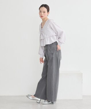 earth music&ecology ティアードアンサンブルブラウス Ice Gray