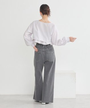 earth music&ecology ティアードアンサンブルブラウス Ice Gray