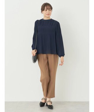 earth music&ecology マジョリカプリーツブラウス Navy