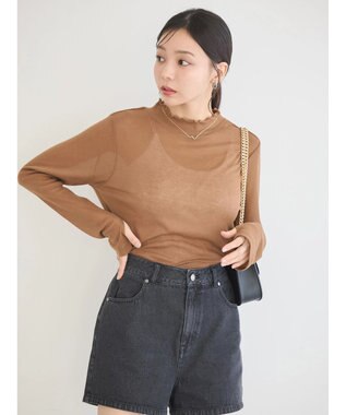 earth music&ecology シアーリブプルオーバー Camel