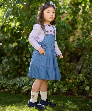 ANY KIDS テディベリー刺繍 長袖Tシャツ ラベンダー