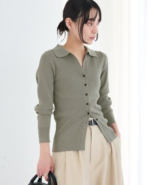CRAFT STANDARD BOUTIQUE 襟付きコンパクトリブニットカーディガン