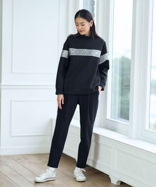 23区GOLF 【WOMEN】タック入り テーパードパンツ ブラック系