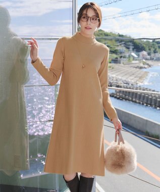 Tiaclasse 【安田美沙子さん着用・新色・XSサイズ追加】リブ切替ニットワンピース マスタード