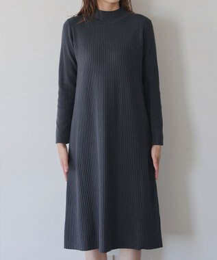 Tiaclasse 【安田美沙子さん着用・新色・XSサイズ追加】リブ切替ニットワンピース チャコールグレー