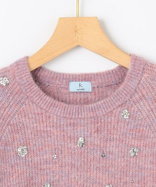 組曲 【WEB限定】モヘヤブレンド ビジューライク刺繍ニット ピンク系