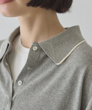 AMERICAN HOLIC 配色ラインニットポロ Light Gray