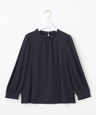 ANY SIS S 【UVケア】イージーケアスタンドネック ブラウス ネイビー