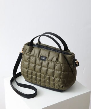 style code 【PADMA/パドマ】レザー x ナイロンキルティング ミニボストン ショルダーバッグ カーキ