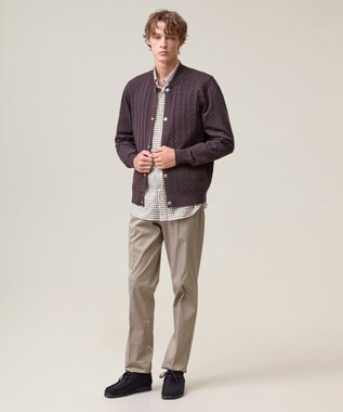 J.PRESS MEN 羽織るだけで整う大人の品格【ストレッチ / イージーケア】【FLEX YARN】ケーブルニット ブルゾンライク カーディガン ブラウン系