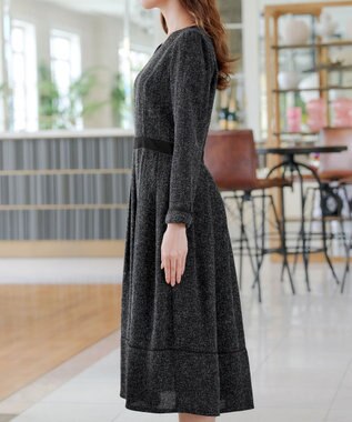 Tiaclasse 【洗える】配色パイピングフレアワンピース ブラック