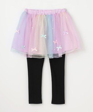 ANY KIDS リボン×ラメチュールスカッツ レインボー