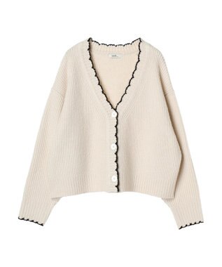 earth music&ecology スカラップニットカーディガン Ivory