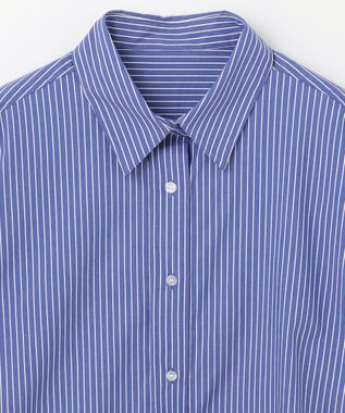 ANY 【洗濯機可能/接触冷感/UVケア】カラーストライプシャツ ブルーロンスト