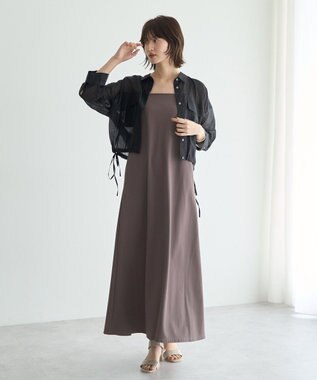 YECCA VECCA 【2点SET】シアーシャツ×Aラインキャミワンピース Black