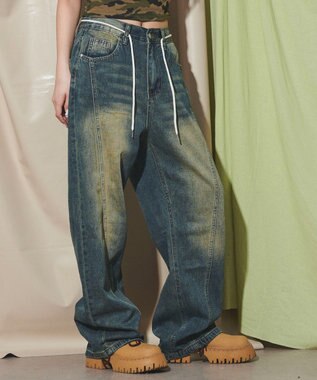 WEGO ウォッシュストリングデニム デニム中濃色