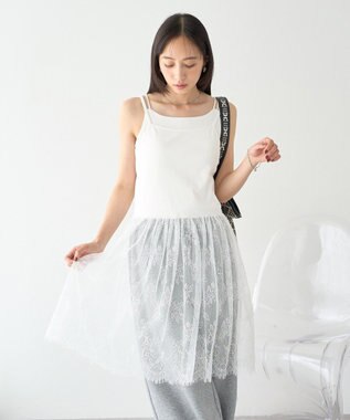 earth music&ecology チュールヘムキャミソール Off White