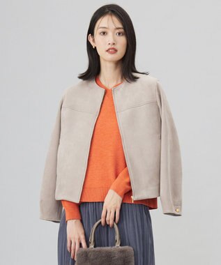 J.PRESS LADIES L スウェードダンボール ブルゾン グレージュ系
