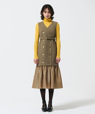 GRACE CONTINENTAL カルゼコンビジレワンピース キャメル