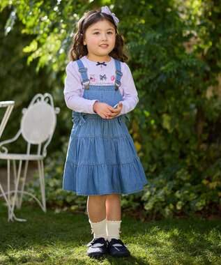 ANY KIDS テディベリー刺繍 長袖Tシャツ ラベンダー