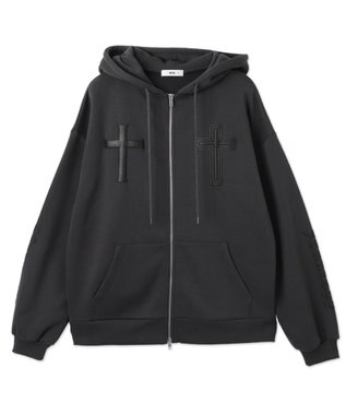 WEGO 【裏起毛/セットアップ対応】グラフィック裏起毛ZIPビッグパーカー グレー