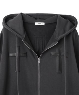 WEGO 【裏起毛/セットアップ対応】グラフィック裏起毛ZIPビッグパーカー グレー