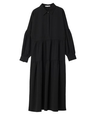 Green Parks armonia. ジャガードシャツワンピース Black