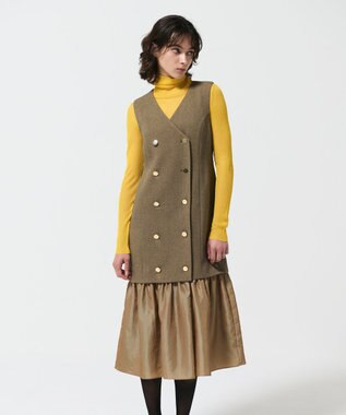 GRACE CONTINENTAL カルゼコンビジレワンピース キャメル