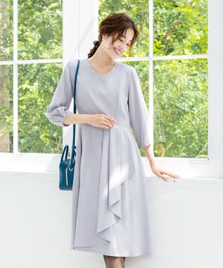 Tiaclasse L 【洗える】大人の洗練ドレープワンピース グレー