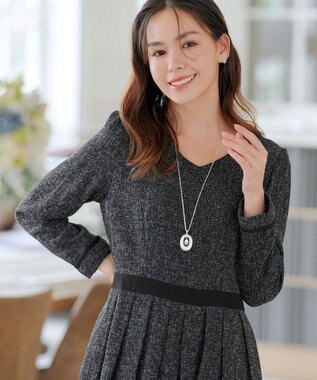 Tiaclasse 【洗える】配色パイピングフレアワンピース ブラック