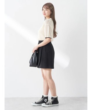 earth music&ecology ラインポロニットプルオーバー Ivory