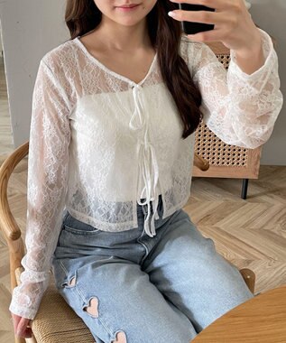  レースリボンカーディガン