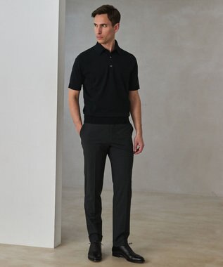 GOTAIRIKU 毎日の仕事着に【洗濯機可】テーラード DRESS BIZ ニットポロ ブラック系