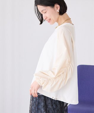 AMERICAN HOLIC 異素材ギャザースリーブミニ裏毛プルオーバ Off White