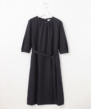 J.PRESS LADIES L 【セットアップ対応・洗える・UVケア・速乾】 OXIJEWELストレッチ ワンピース ネイビー系