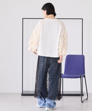 AMERICAN HOLIC 異素材ギャザースリーブミニ裏毛プルオーバ Off White