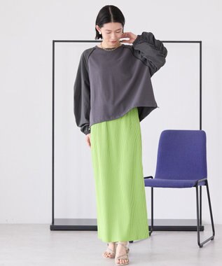 AMERICAN HOLIC 異素材ギャザースリーブミニ裏毛プルオーバ Charcoal Gray