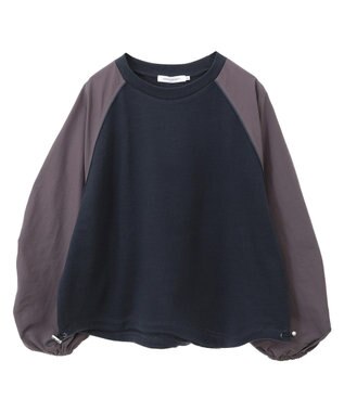 AMERICAN HOLIC 異素材ギャザースリーブミニ裏毛プルオーバ Navy