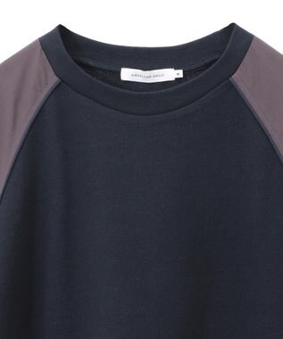 AMERICAN HOLIC 異素材ギャザースリーブミニ裏毛プルオーバ Navy