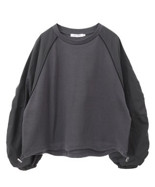 AMERICAN HOLIC 異素材ギャザースリーブミニ裏毛プルオーバ Charcoal Gray