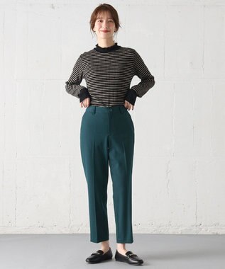 ANY 【ウエストゴム/リントラク加工/裏起毛/ストレッチ】シークレットウォーム　テーパードパンツ グリーン