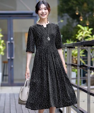 Tiaclasse L 【洗える】変形ドット柄ワンピース