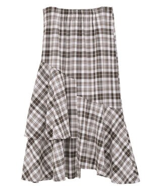 earth music&ecology ティアードイレヘムスカート Check Brown