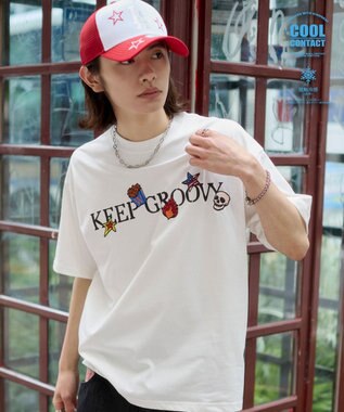 WEGO 【ユニセックス着用ITEM/機能T】接触冷感モチーフ刺繍グラフィックT（SS） ホワイト