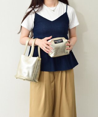 INTER-CHAUSSURES 【ANDREA CARDONE】メタリックレザーバケットバッグ ゴールド