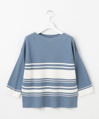 J.PRESS LADIES 【洗える】LINKS WG ホールガーメント ニット ブルー×オフ系