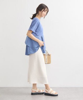 earth music&ecology 異素材バックプリーツチュニック Blue