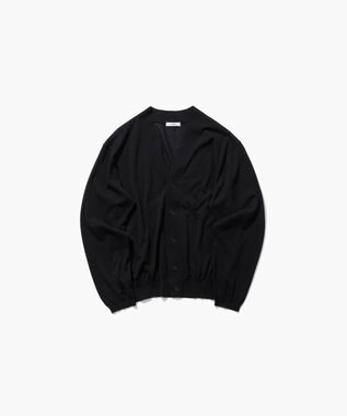 ATON HIGH TWIST COTTON | Ｖネックニットカーディガン BLACK