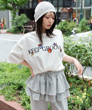 WEGO 【ユニセックス着用ITEM/機能T】接触冷感モチーフ刺繍グラフィックT（SS） ホワイト
