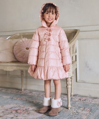 ANY KIDS 【フード取り外し/洗濯機可能】Aラインコート ピンク